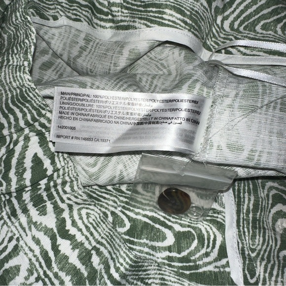 C/MEO COLLECTIVE green and white Arbor button fly wide leg pants 4 - Picture 6 of 10